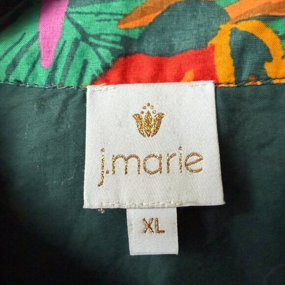 J.Marie Asher Multicolor Tropical Long Sleeve Button Front Dress Size XL - Picture 5 of 6